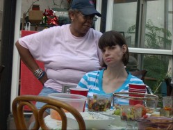 Nina enjoying a barbeque.