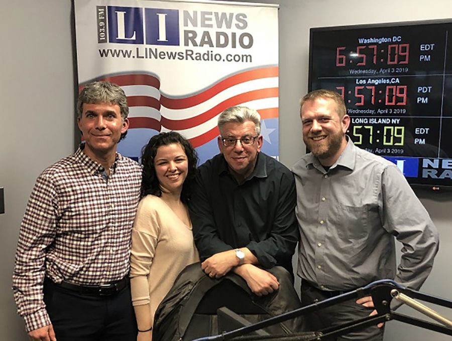 photo of 3 staff from Job Path's employment department with the host from Long Island News radio program