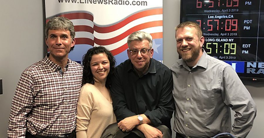 photo of 3 staff from Job Path's employment department with the host from Long Island News radio program