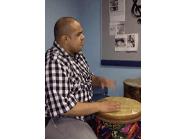 Ruben playing the drums.