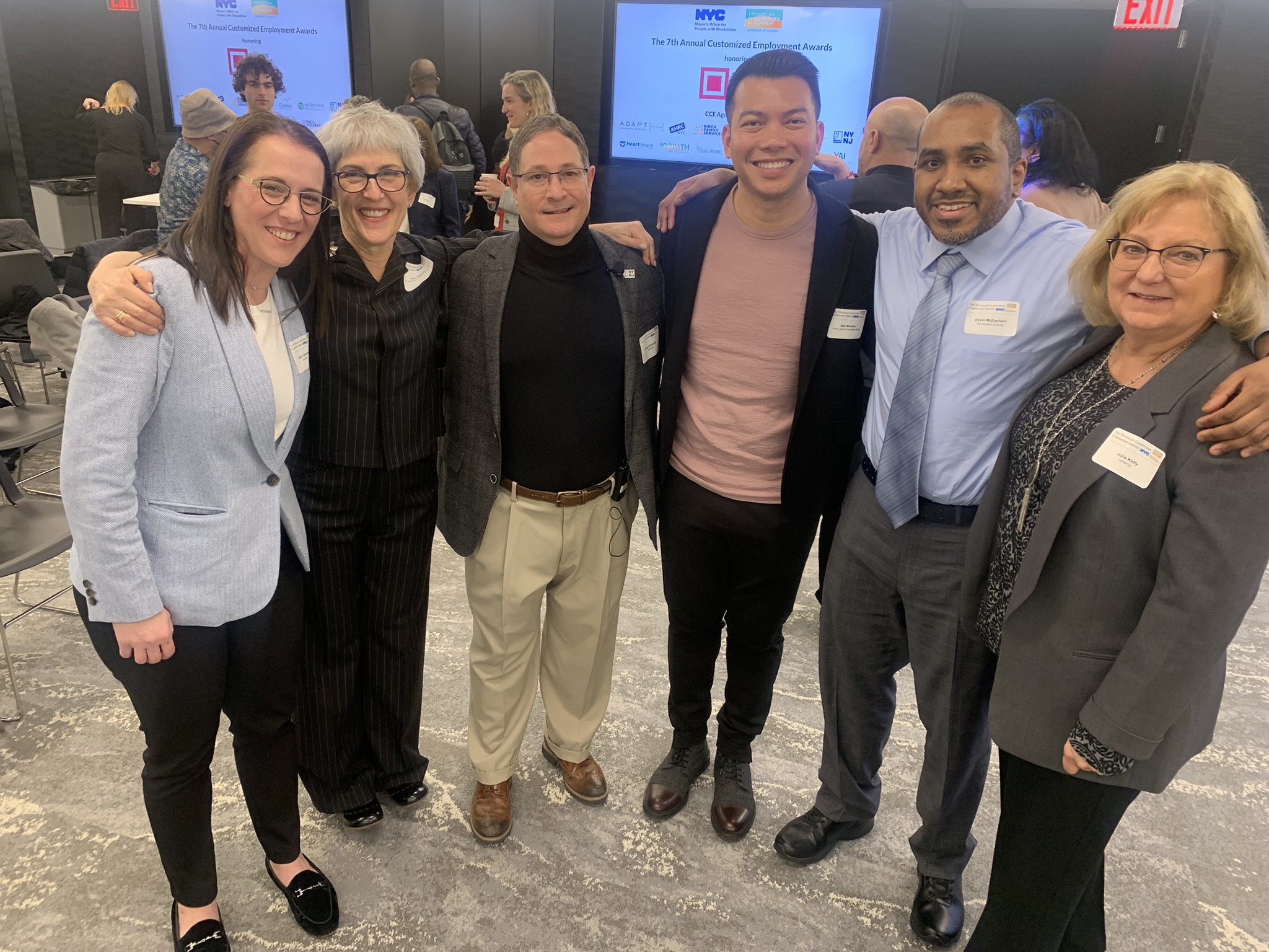 Group photo at the 7th Annual Customized Employment Award with Carly Teichman, Karen Waltuck and four other attendees.